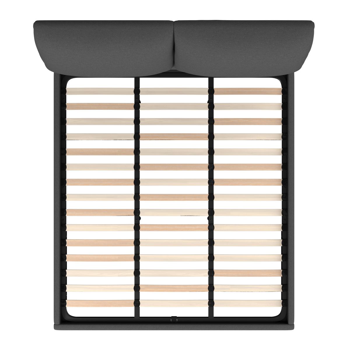 Čalúnená posteľ PERLA 180x200 cm, tmavosivá - čierna/prírodná farba, Modern, drevo/textil (180/200cm) - Bessagi Home