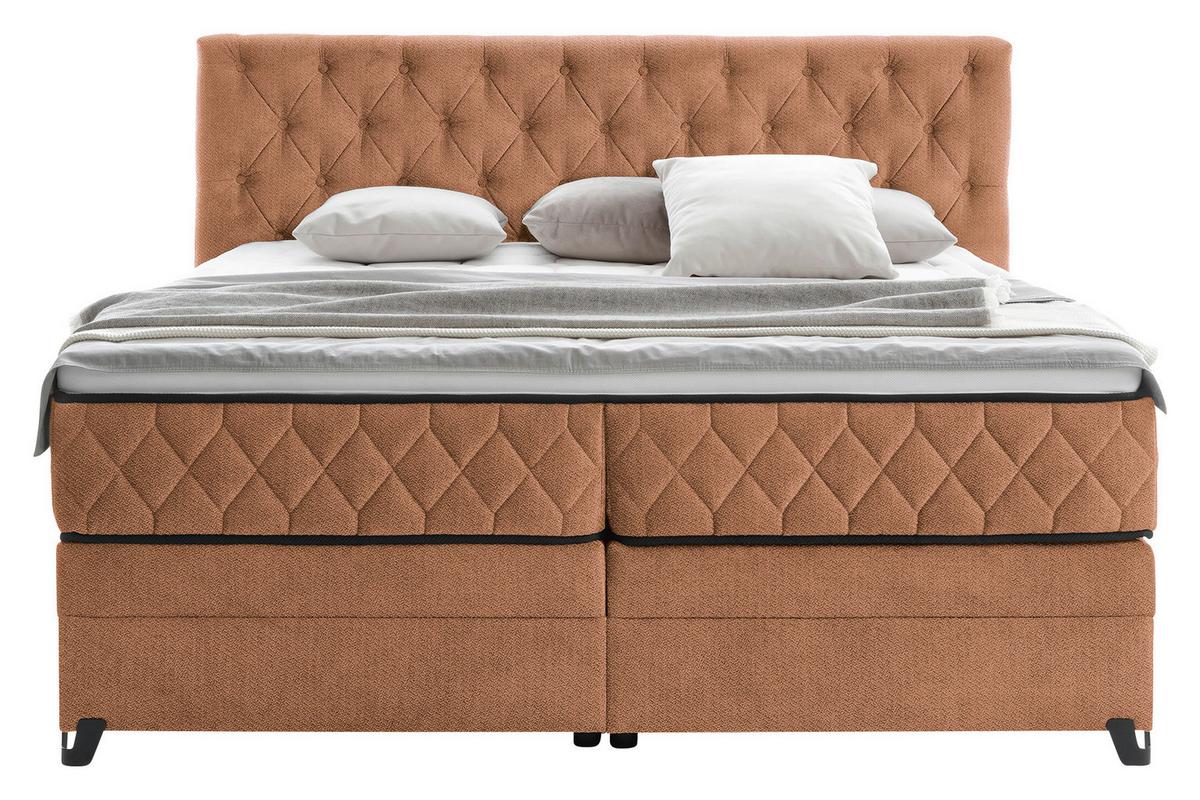 Boxspringbett mit Topper & Bettkasten 180x200 Carmen A - Türkis/Braun, KONVENTIONELL, Holz/Holzwerkstoff (180/200cm) - James Wood