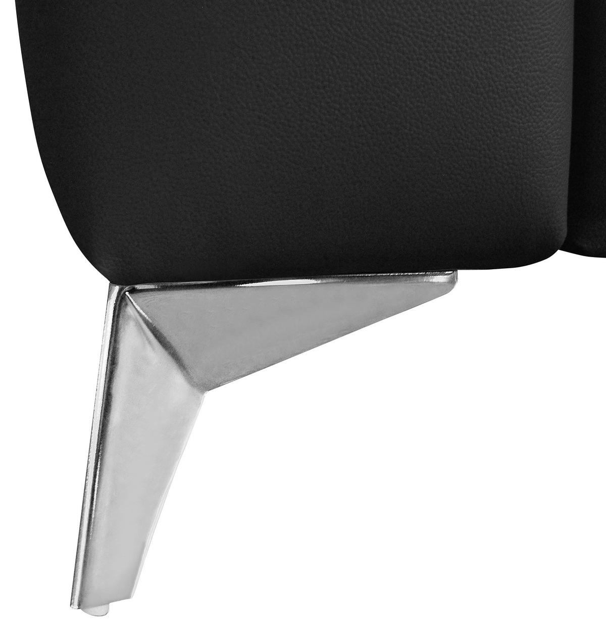 Ecksofa Mondo, Schwarz S: 286x208 Cm - Chromfarben/Schwarz, Design, Leder/Textil (286/208cm) - Livetastic