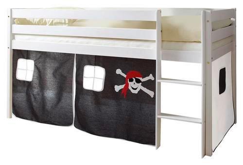 Hochbett Malte 90x200 cm Schwarz/ Weiß - Schwarz/Weiß, Natur, Holz (90/200cm) - MID.YOU