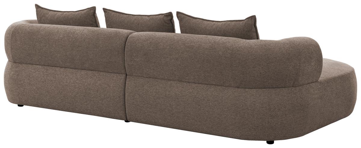 Ecksofa Ferro Braun S: 156x256 cm - Schwarz/Braun, Design, Textil (156/256cm) - Livetastic