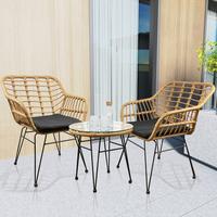 Gartenmöbel-set 5-tlg. Ragali Aus Kunststoff Mit Kissen - Schwarz/Braun, MODERN, Glas/Kunststoff - Ambia Garden