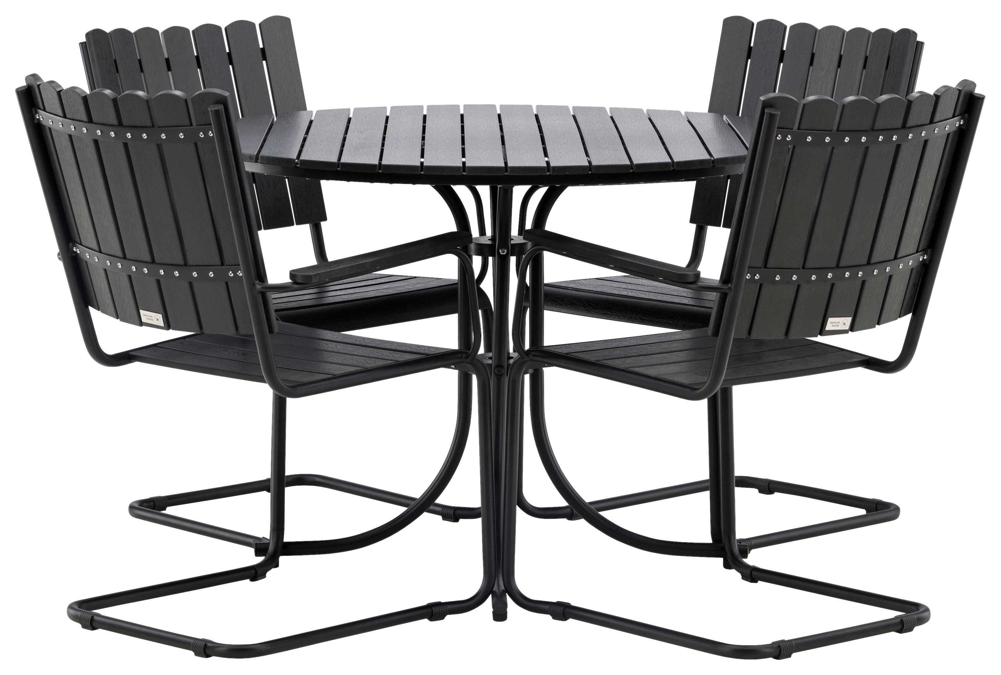 Gartentischgruppe Holmsund - Schwarz, KONVENTIONELL, Metall - Gardenson