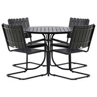 Gartentischgruppe Holmsund - Schwarz, KONVENTIONELL, Metall - Gardenson