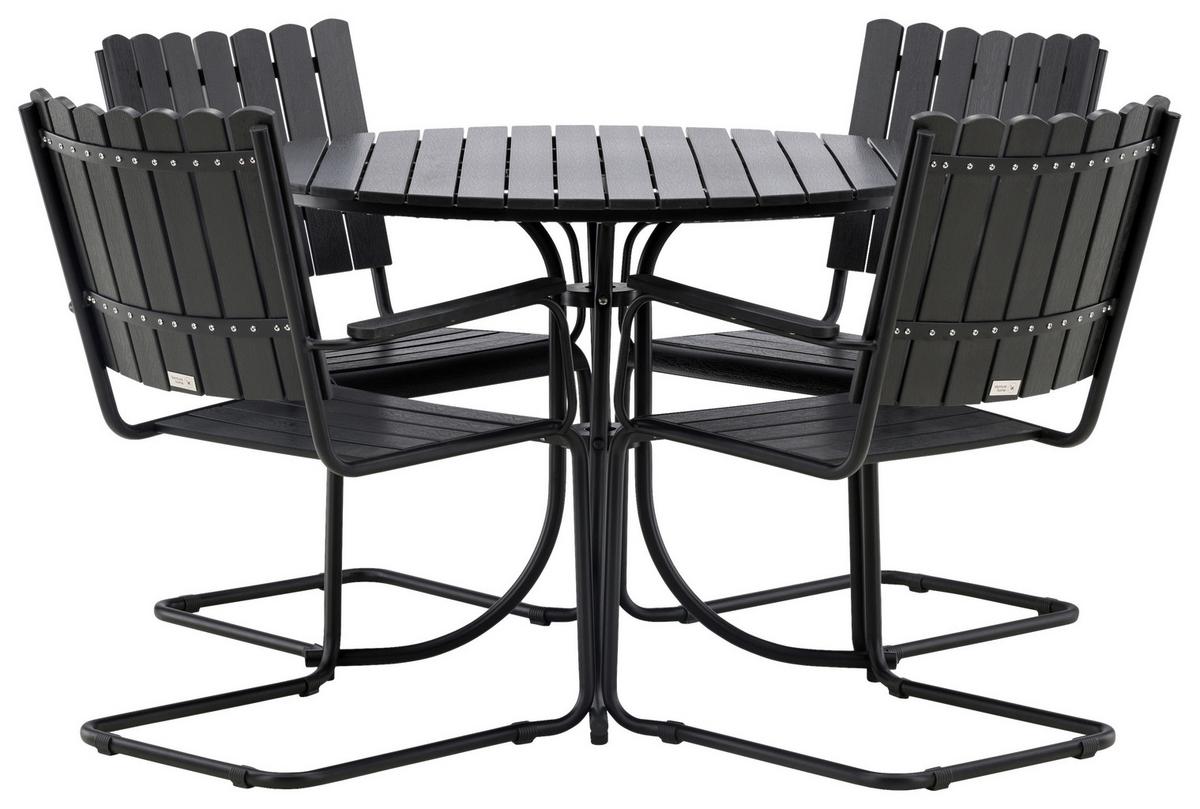Gartentischgruppe Holmsund - Schwarz, KONVENTIONELL, Metall - Gardenson