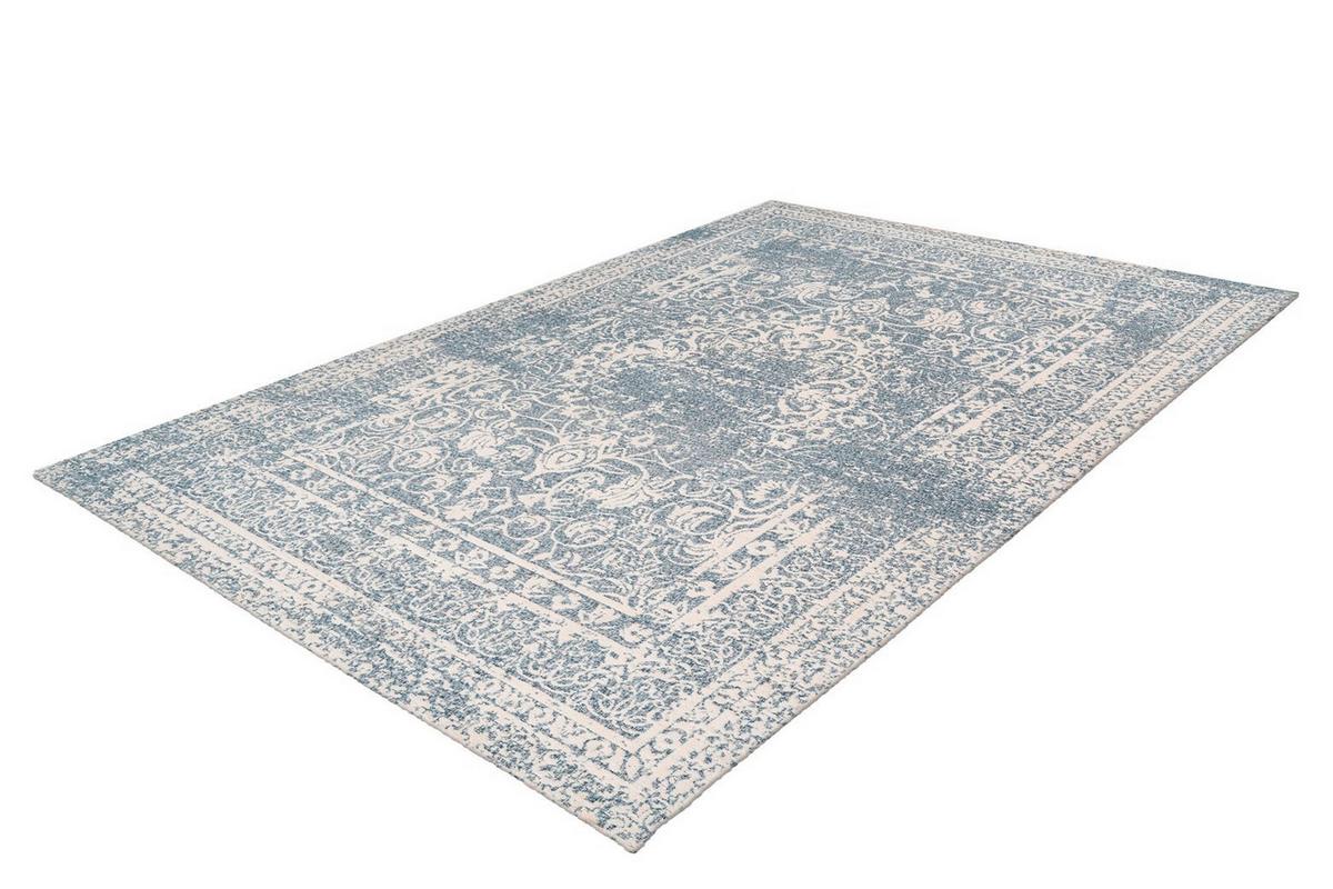 Flachwebteppich Blau/Creme - Blau/Creme, KONVENTIONELL, Textil (120/170cm) - Kayoom