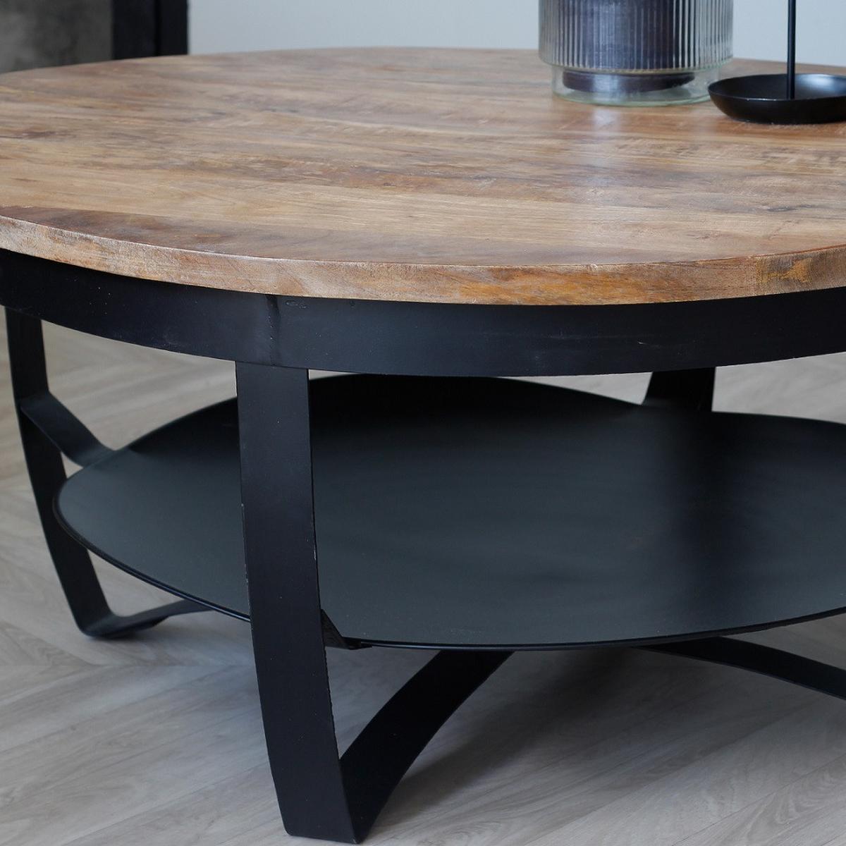 Couchtisch Ocala - Schwarz/Braun, LIFESTYLE, Holz/Metall (90/90/44cm) - MID.YOU