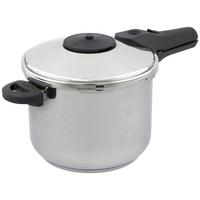 Schnellkochtopf 6 L Edelstahl mit Dampfeinsatz und Kratzfest - Edelstahlfarben, KONVENTIONELL, Kunststoff/Metall (23/23cm) - Luca Bessoni