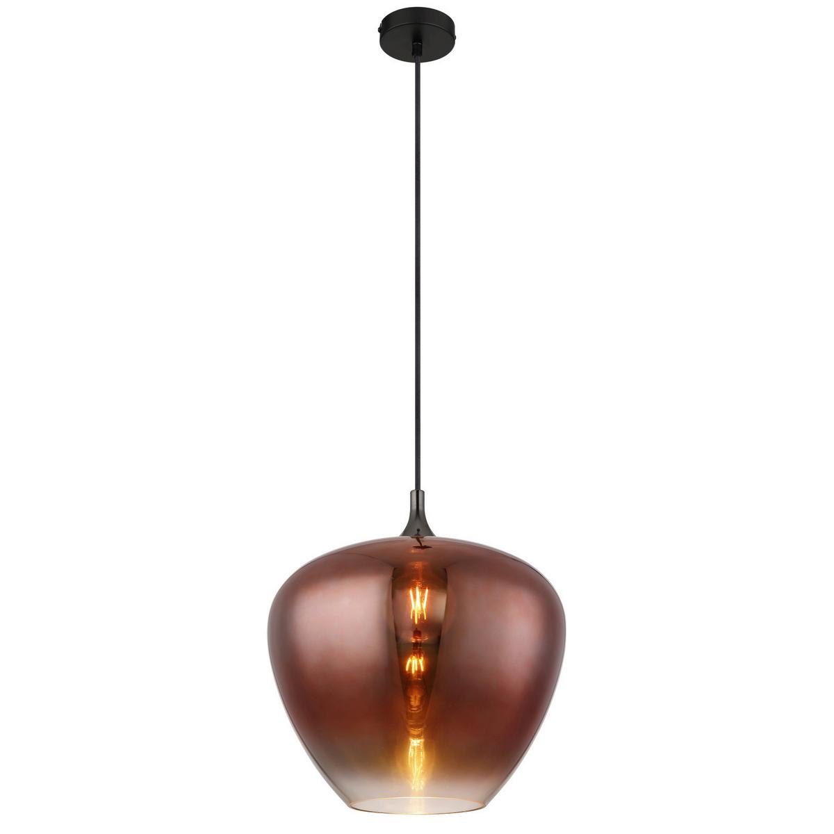 Függőlámpa 15548h2g Maxy - fekete/rézszínű, Design, üveg/fém (40/120cm) - Globo
