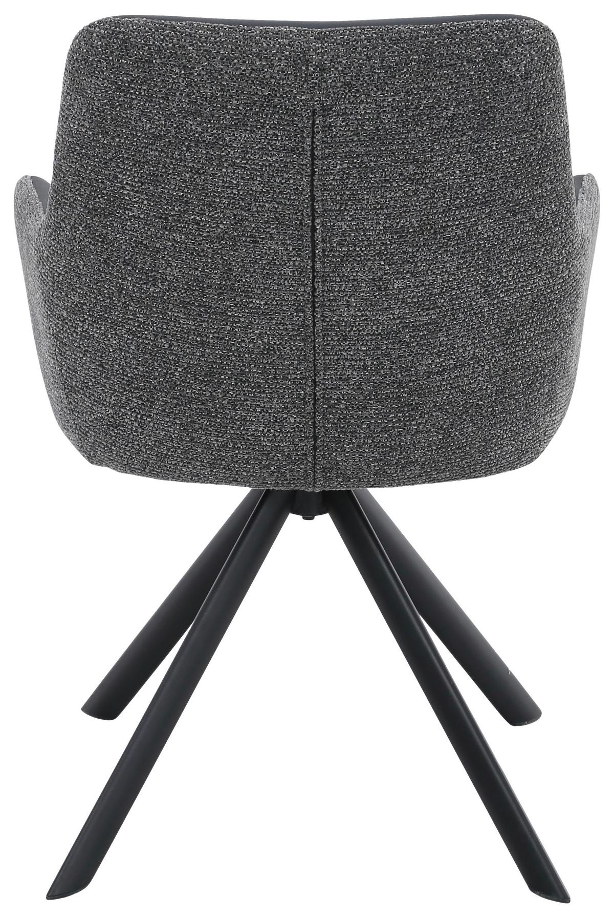 STOLIČKA S PODRÚČKAMI JOSY - čierna/sivá, Design, kov/koža (57/86/61cm) - Mömax