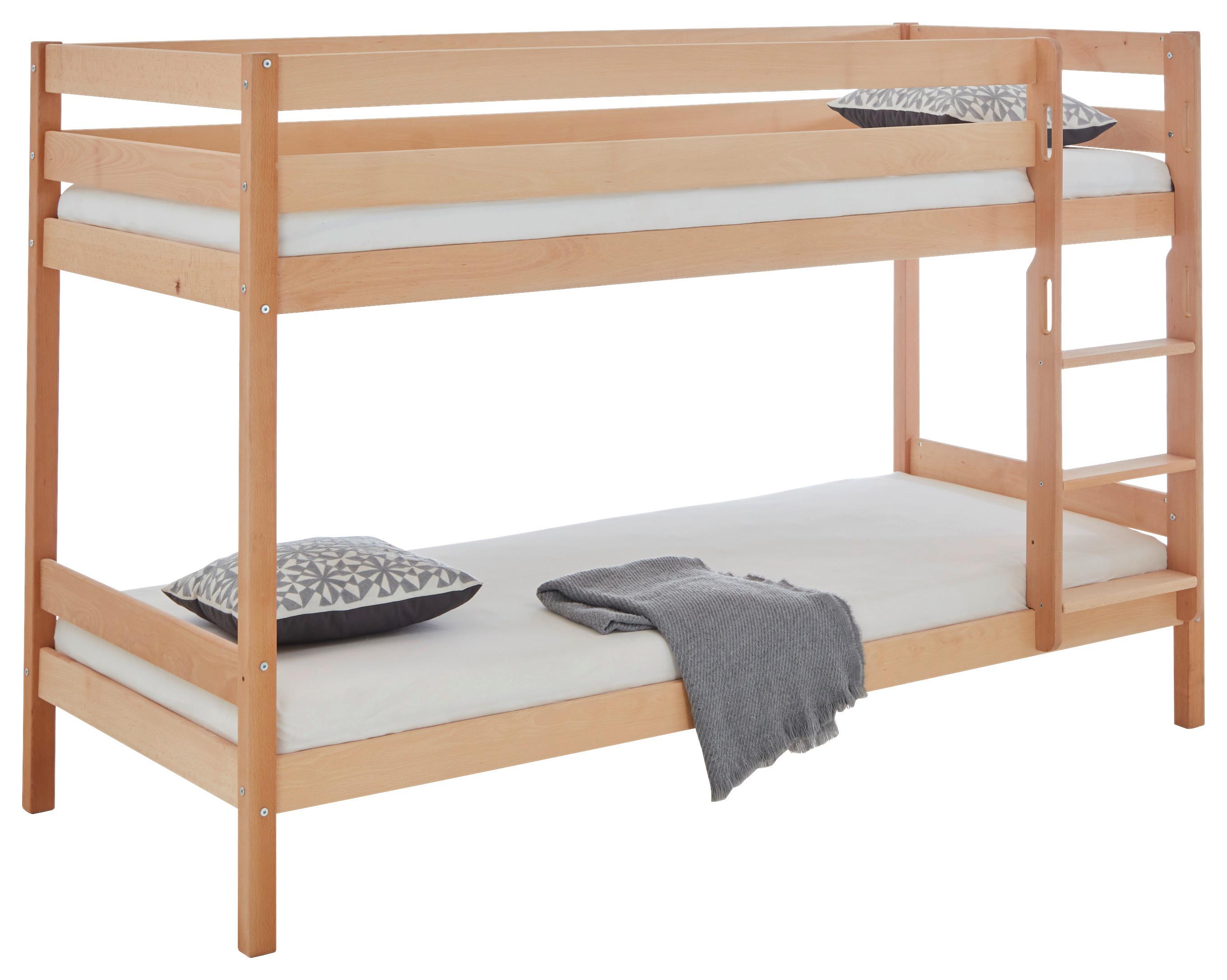 Etagenbett Lupo 2 Natur Buche Massiv Mit Absturzsicherung - Buchefarben, KONVENTIONELL, Holz (90/200cm)