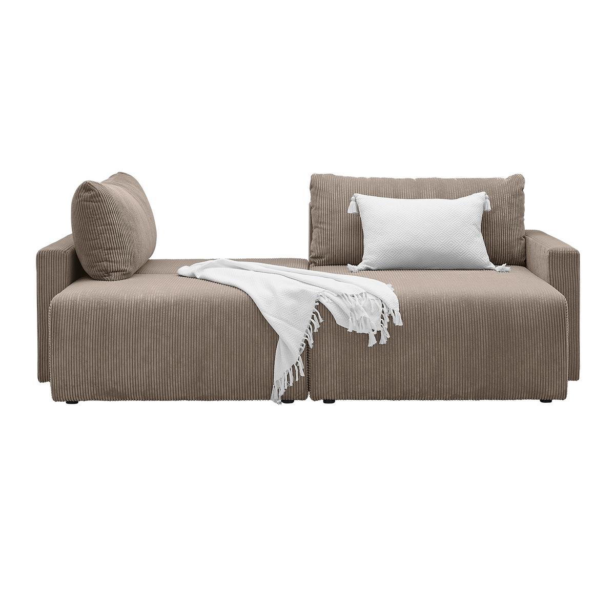 Rohová sedačka DIOS, oboustr., šedohnedý manšestr - černá/šedohnědá, Moderní, kov/dřevo (228/91/146cm) - Based