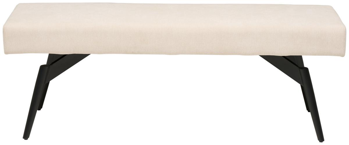 Sitzbank Tinos ohne Lehne Beige, B: 140 cm - Beige/Schwarz, KONVENTIONELL, Textil/Metall (140/49/47cm) - MID.YOU