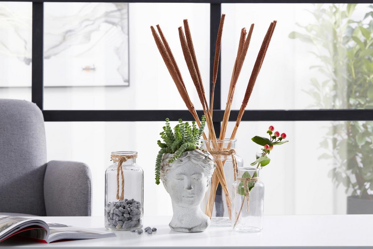 Vase Margot Gerade Kalk-Soda-Glas H: 16 Cm - Klar/Naturfarben, MODERN, Glas/Textil (8,3/16cm) - Luca Bessoni