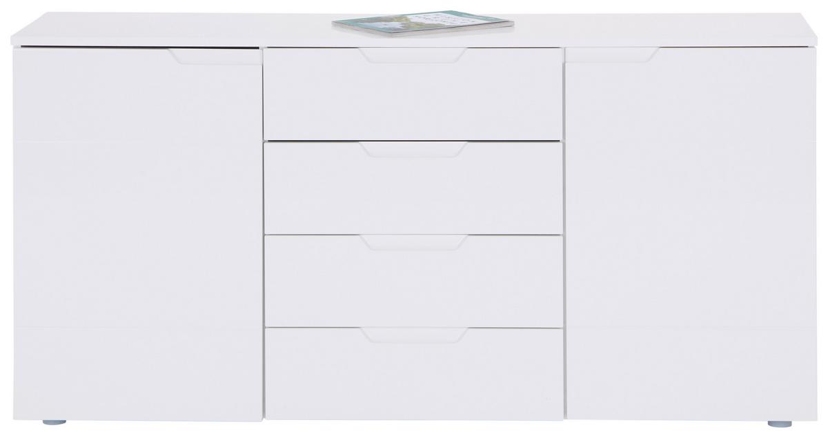 Kommode 160cm Hilton, Weiß Hilton - Weiß Hochglanz/Weiß, MODERN, Holzwerkstoff (160/81,4/40cm)