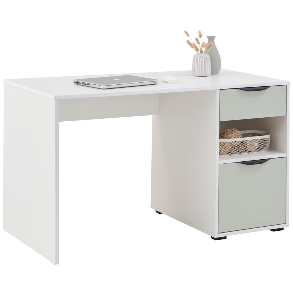 Schreibtisch Palermo 2 Weiß/salbeigrün, B: 120 Cm