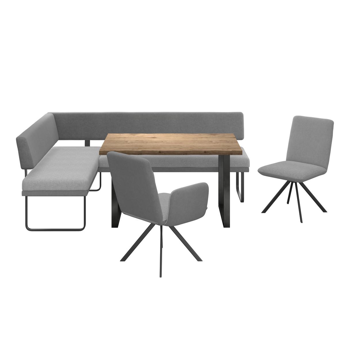Eckbank Kian Webstoff Grau,  S:164x233 cm - Schwarz/Grau, Trend, Textil/Metall (164/233cm)