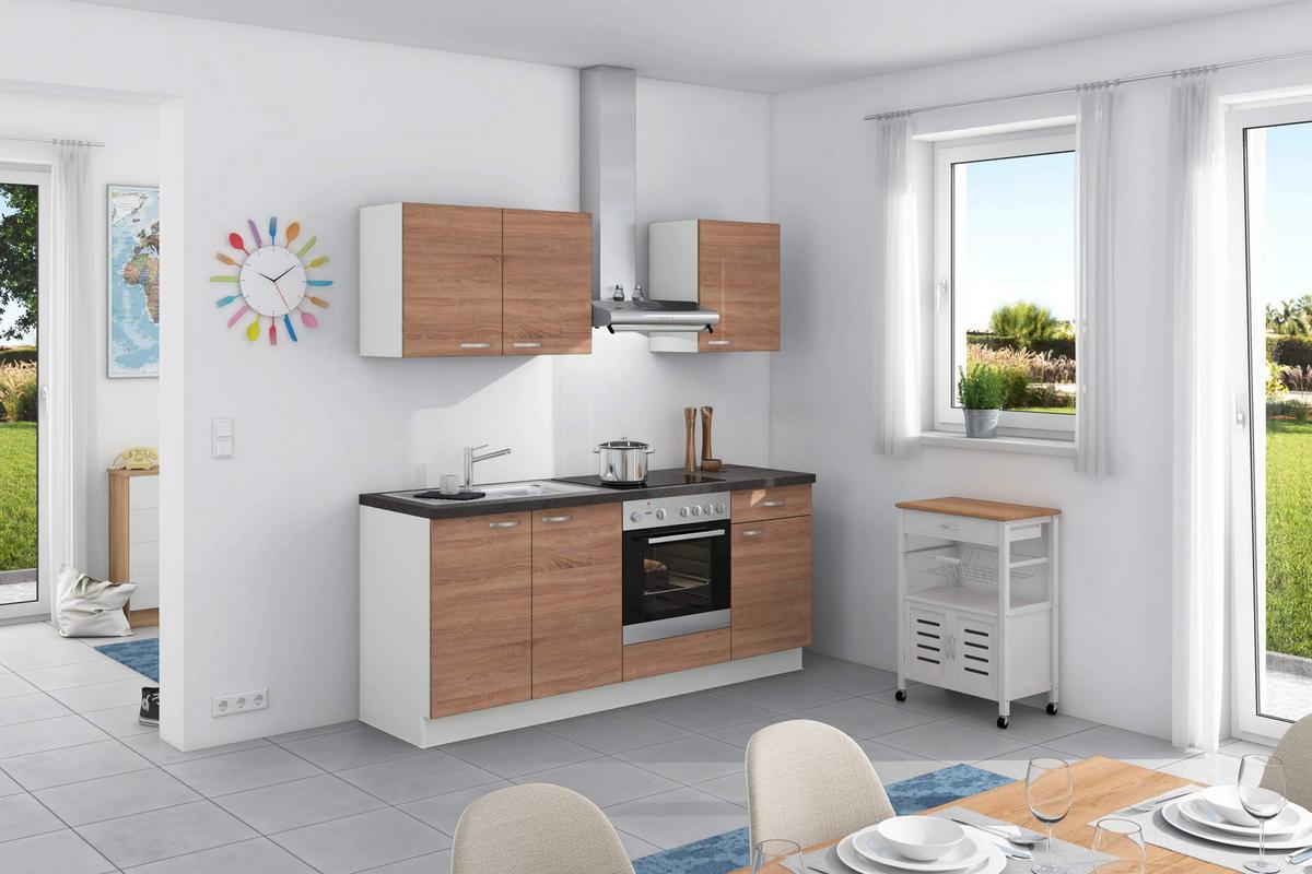 Küchenzeile Plan Ohne Geräte Ohne Geräte B: 200 Cm - Eichefarben/Anthrazit, Design, Holzwerkstoff (200cm) - Express