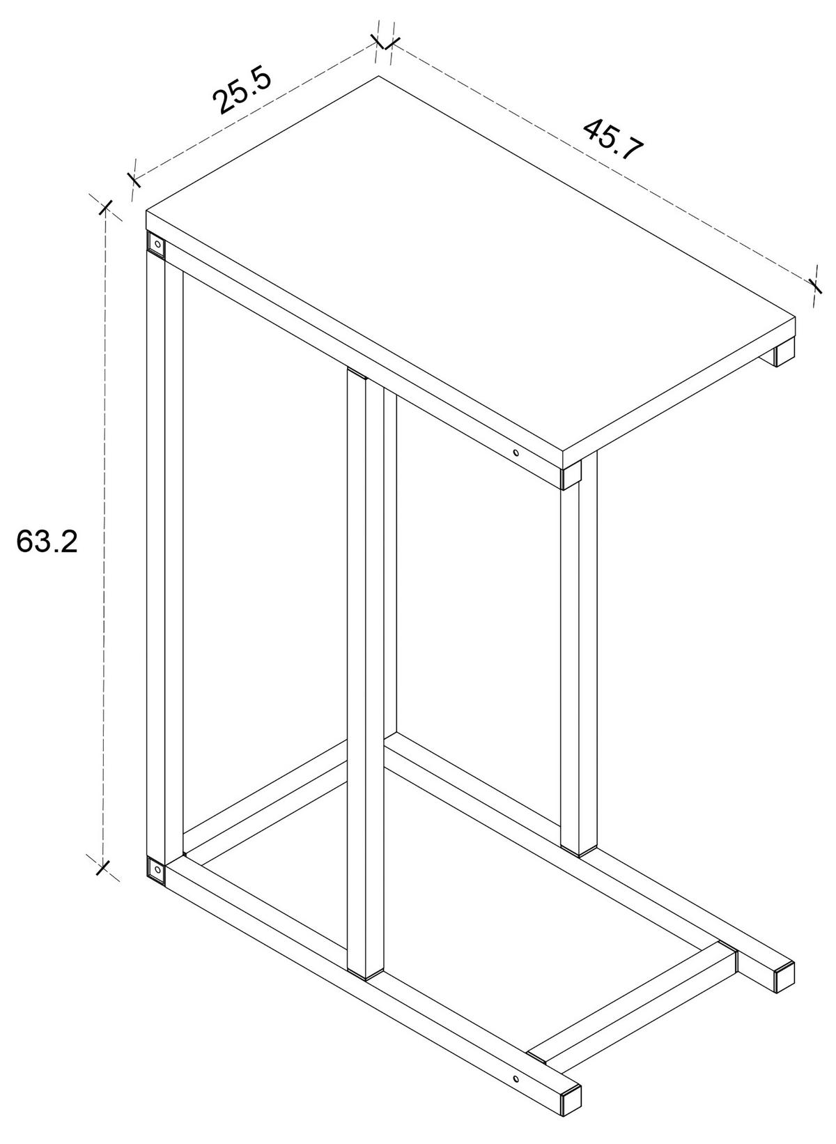 Beistelltisch Insasi Schwarz, Weiß L: 46 cm - Schwarz/Weiß, Design, Holzwerkstoff/Metall (46/26/63cm) - MID.YOU