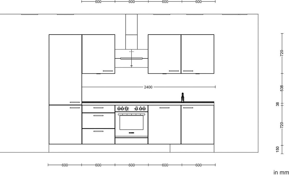 Kuchynská linka 300 cm, bridl.šedý betón/bridl.šedá - farba ušľachtilej ocele/bridlicová, Modern, kov/kompozitné drevo (300cm) - Nobilia