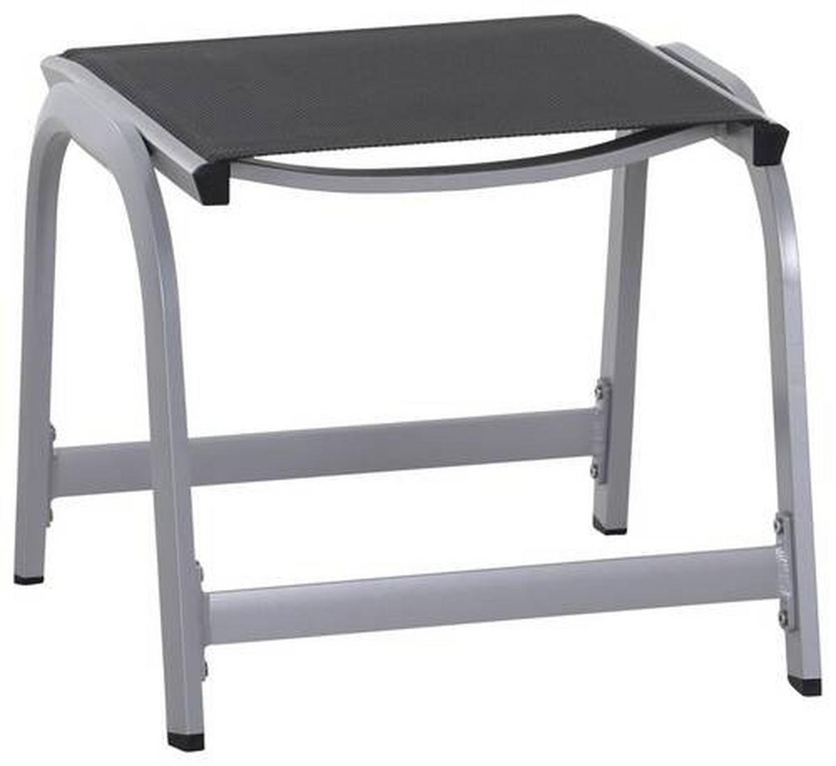 Gartenhocker Tesoro Metall Grau/Silberfarben Stapelbar - Anthrazit/Silberfarben, KONVENTIONELL, Textil/Metall (51/44/52cm) - Siena Garden