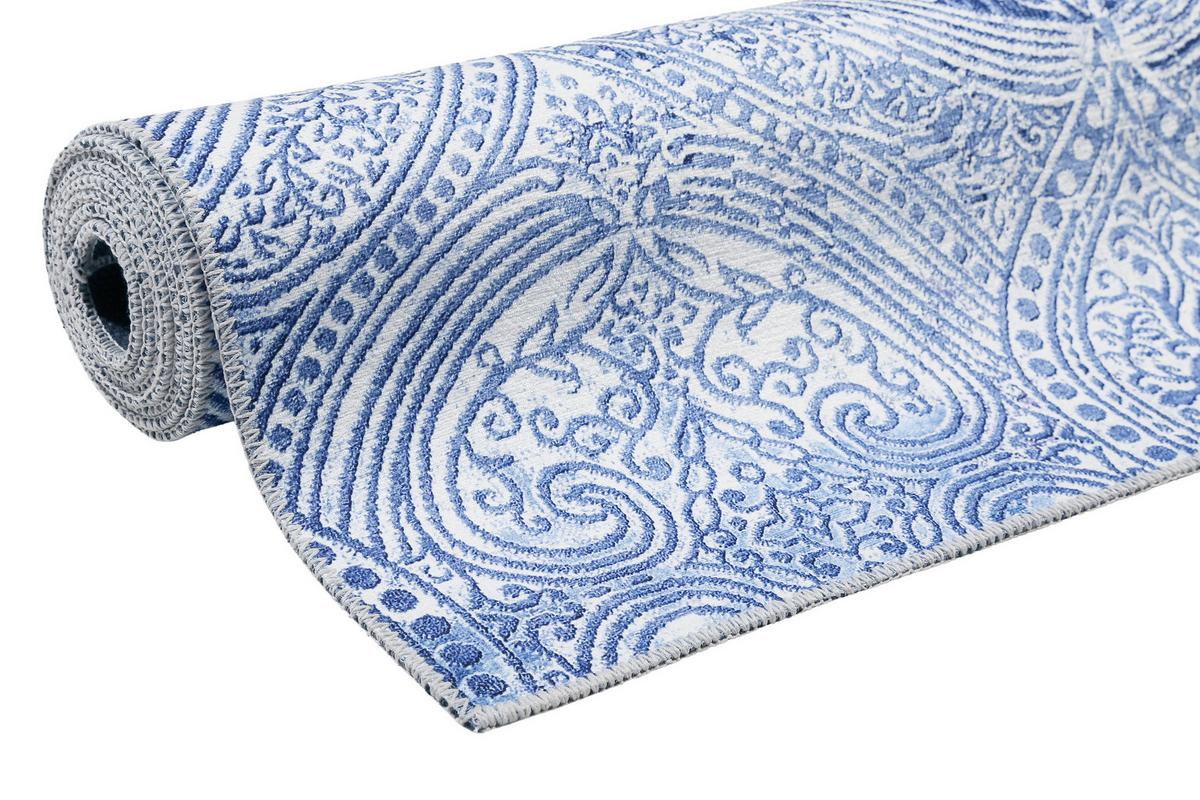 Webteppich Grace Blau/silberfarben 130x190 Cm - Blau/Silberfarben, Design, Textil (130/190cm) - WECON HOME