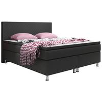 Boxspringbett Mit Topper 180x200 Cm Madrid - Silberfarben/Schwarz, KONVENTIONELL, Leder/Textil (180/115/210cm) - MID.YOU