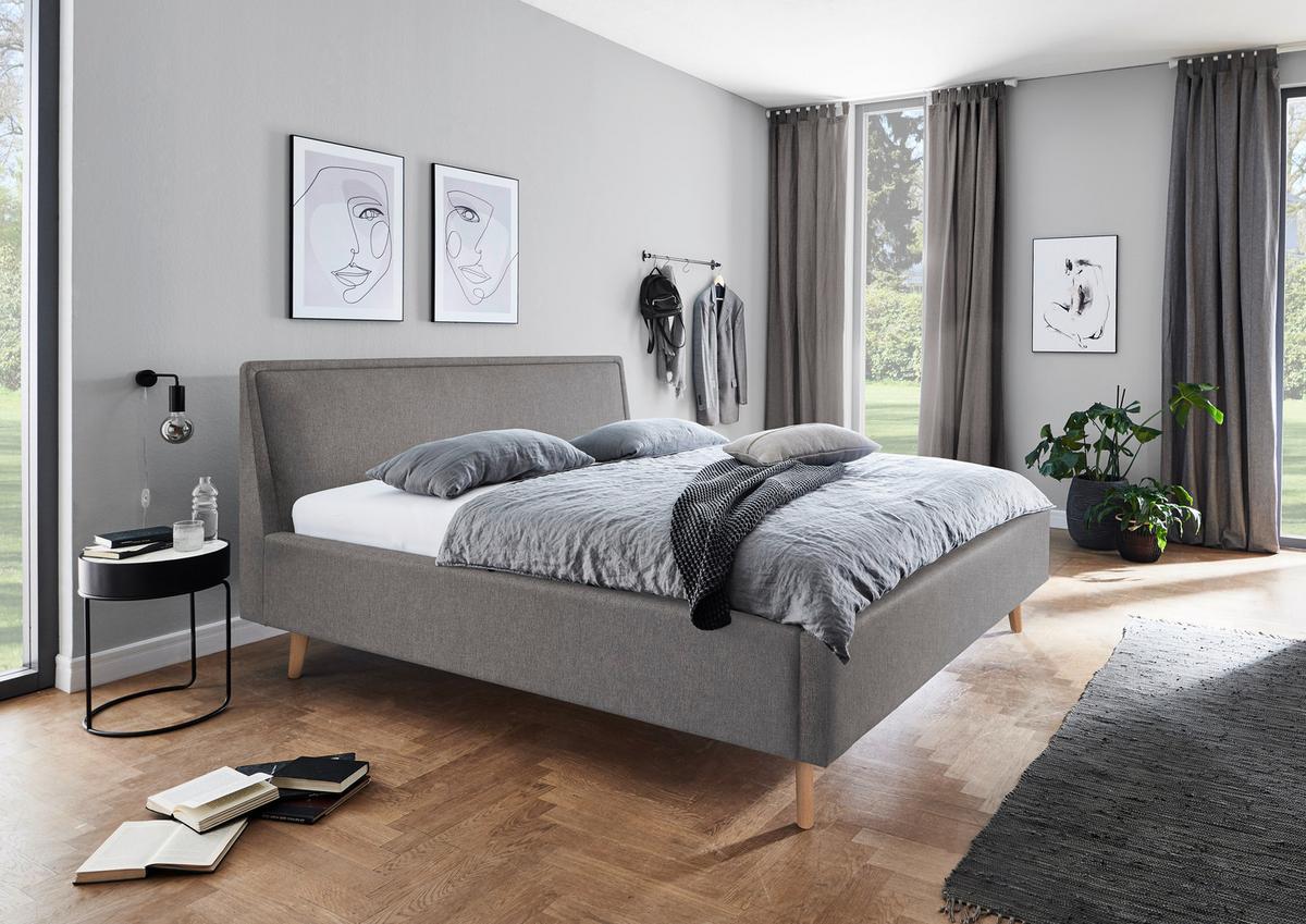 Polsterbett Frieda 160x200cm Hellgrau, inkl. Bettkasten - Hellgrau, KONVENTIONELL, Holz/Textil (160/200cm) - Livetastic