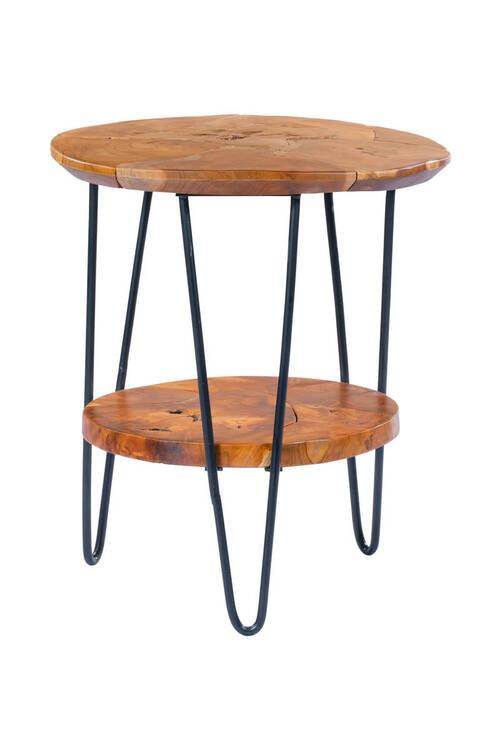 Beistelltisch mit Ablage Aus Teakholz Woodstock, Natur - Klar, Natur, Holz/Metall (40/50/50/55cm) - Kayoom
