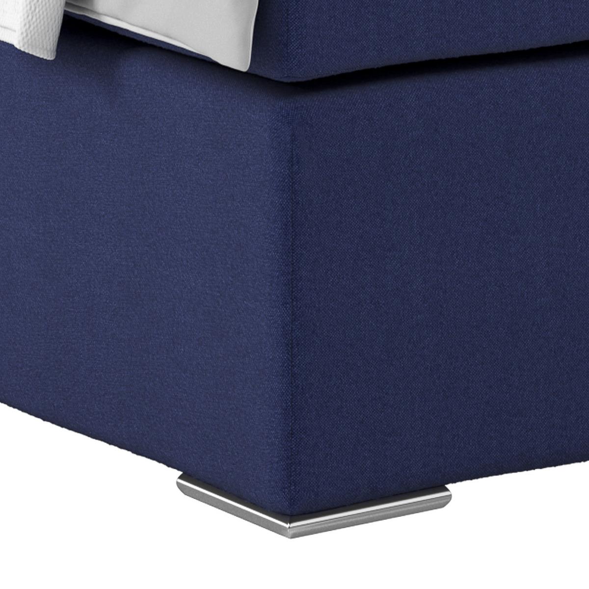 Posteľ Boxspring NERO PL: 140/200 cm, tmavomodrá - tmavomodrá/chrómová, Konventionell, kov/textil (140/200cm)