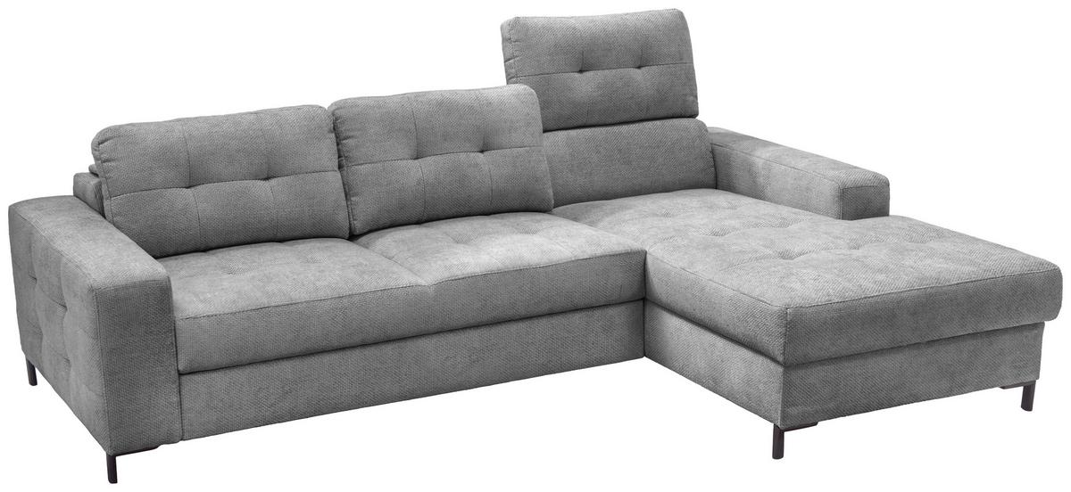 Ecksofa Bonito Grau, Schenkel: 255x176 cm - Schwarz/Grau, Design, Textil (260/176cm) - Livetastic