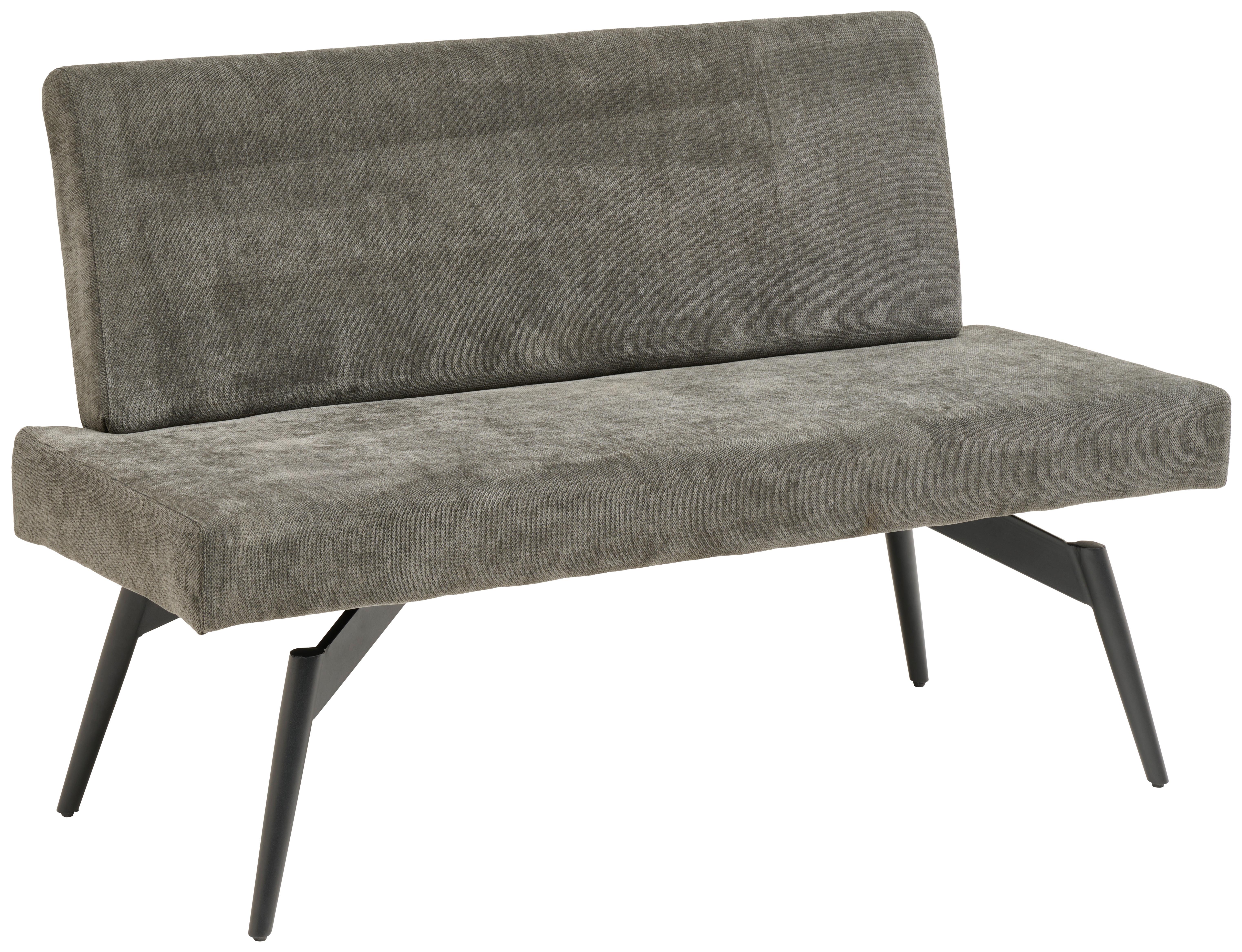 Sitzbank Tinos mit Lehne Dunkelgrau, B: 140 cm - Dunkelgrau/Schwarz, KONVENTIONELL, Textil/Metall (140/88/62cm) - MID.YOU