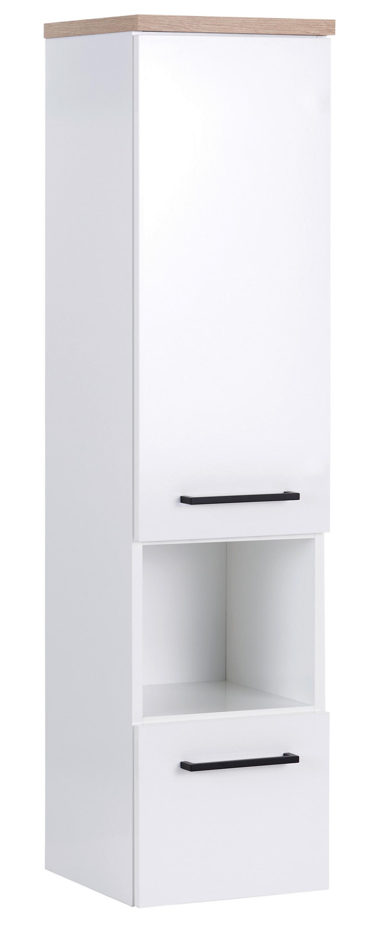 Hängender Midischrank Bavelli B 30 cm Weiß - Weiß, KONVENTIONELL, Glas/Holzwerkstoff (30/121,6/32,5cm)