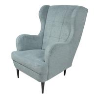 Křeslo ušák Luis modrá barva - modrá/černá, Basics, dřevo/textil (73/106/96cm)