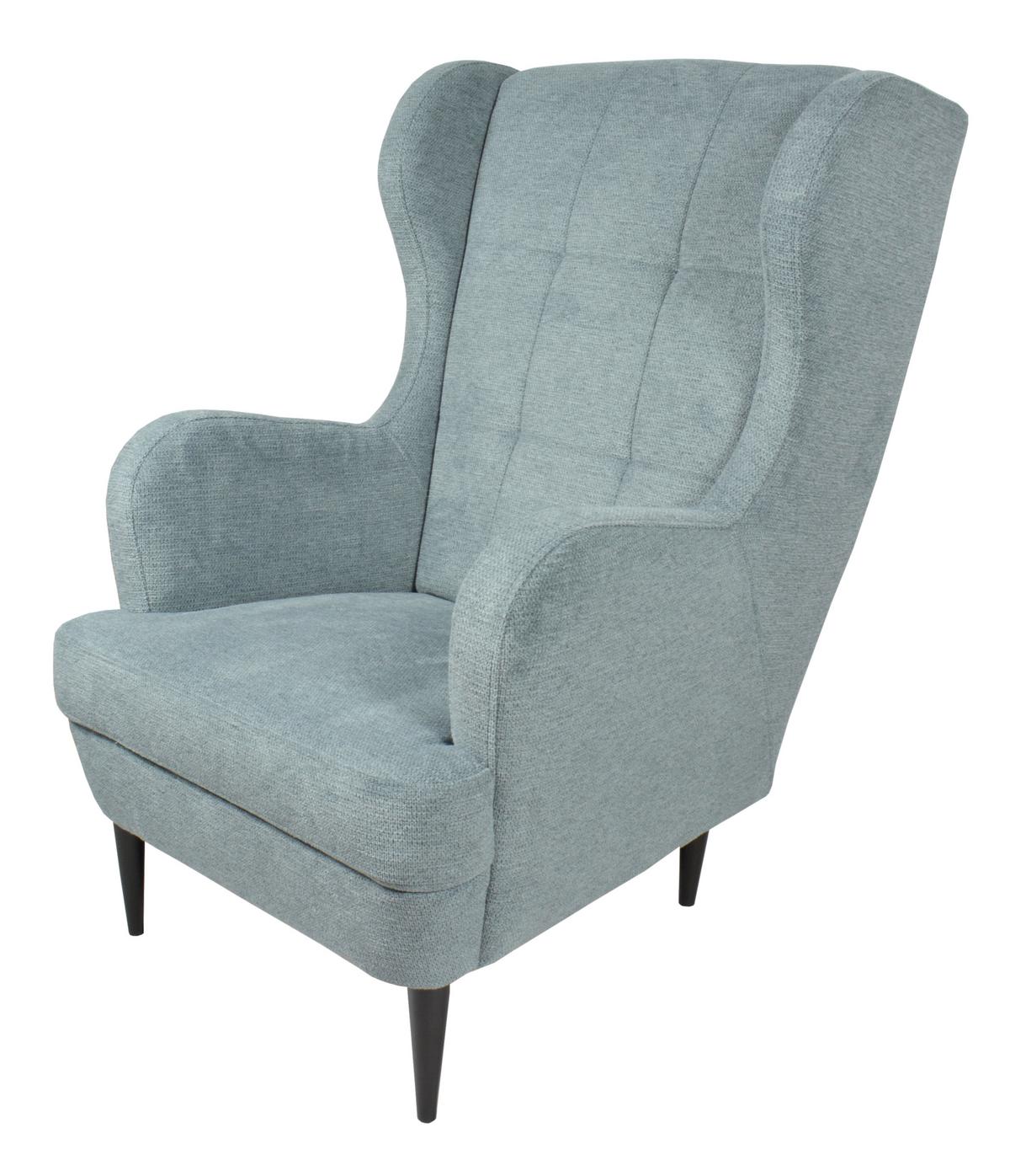 Křeslo ušák Luis modrá barva - modrá/černá, Basics, dřevo/textil (73/106/96cm)