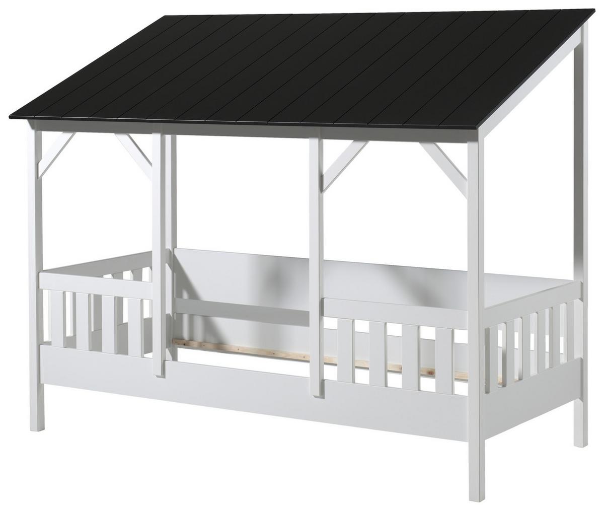 Dětská postel HOUSEBED - bílá/černá, Moderní (90/200cm) - MID.YOU