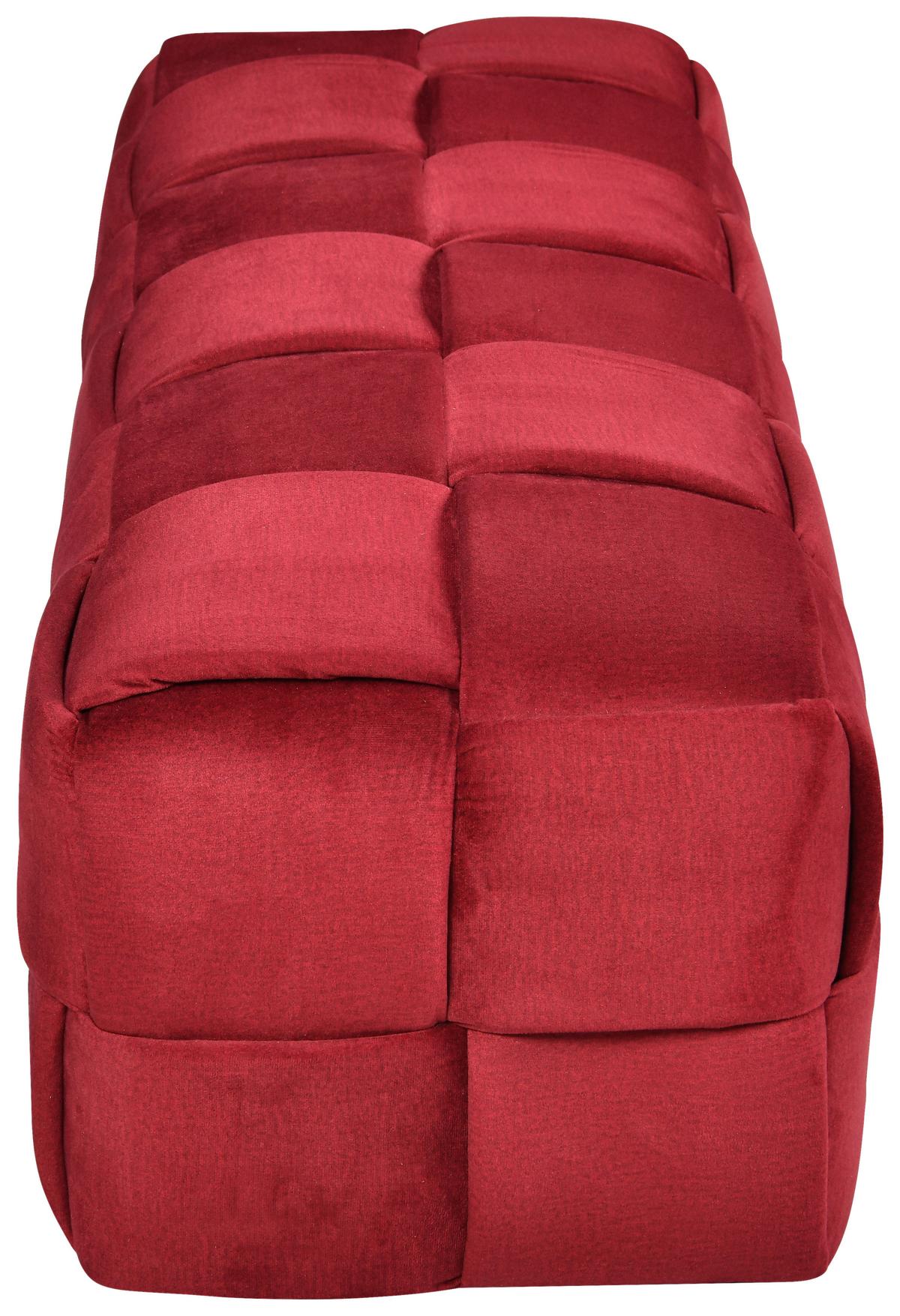 Obdĺžniková taburetka ELLIOT vín.červený zamat, max. 120 kg - čierna/vínovočervená, Modern, drevo/textil (124/41/46cm) - Mömax