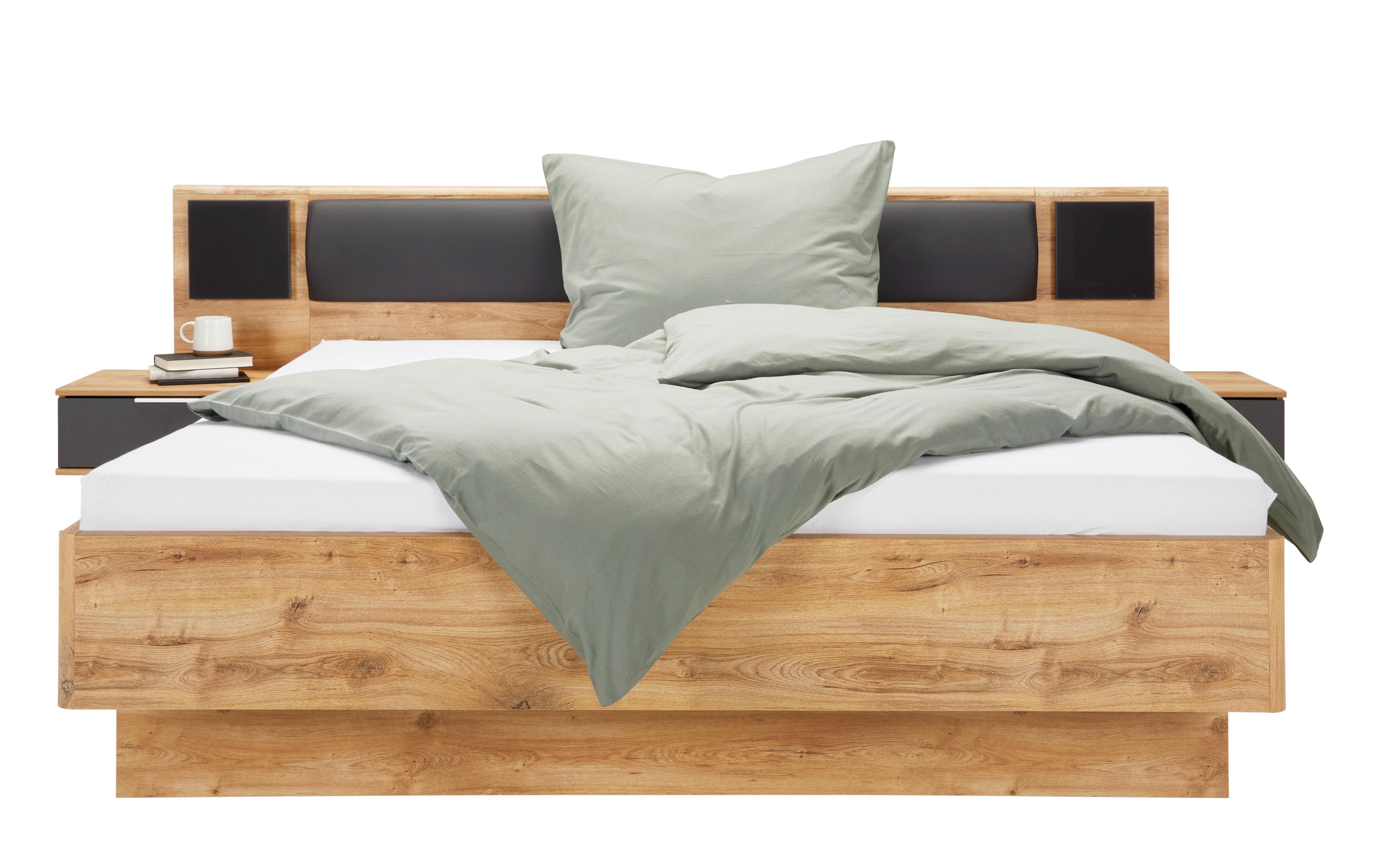 ZOSTAVA S POSTEĽOU VALENCIA - sivá/grafitová, Konventionell, kompozitné drevo/textil (180/200cm) - Mömax