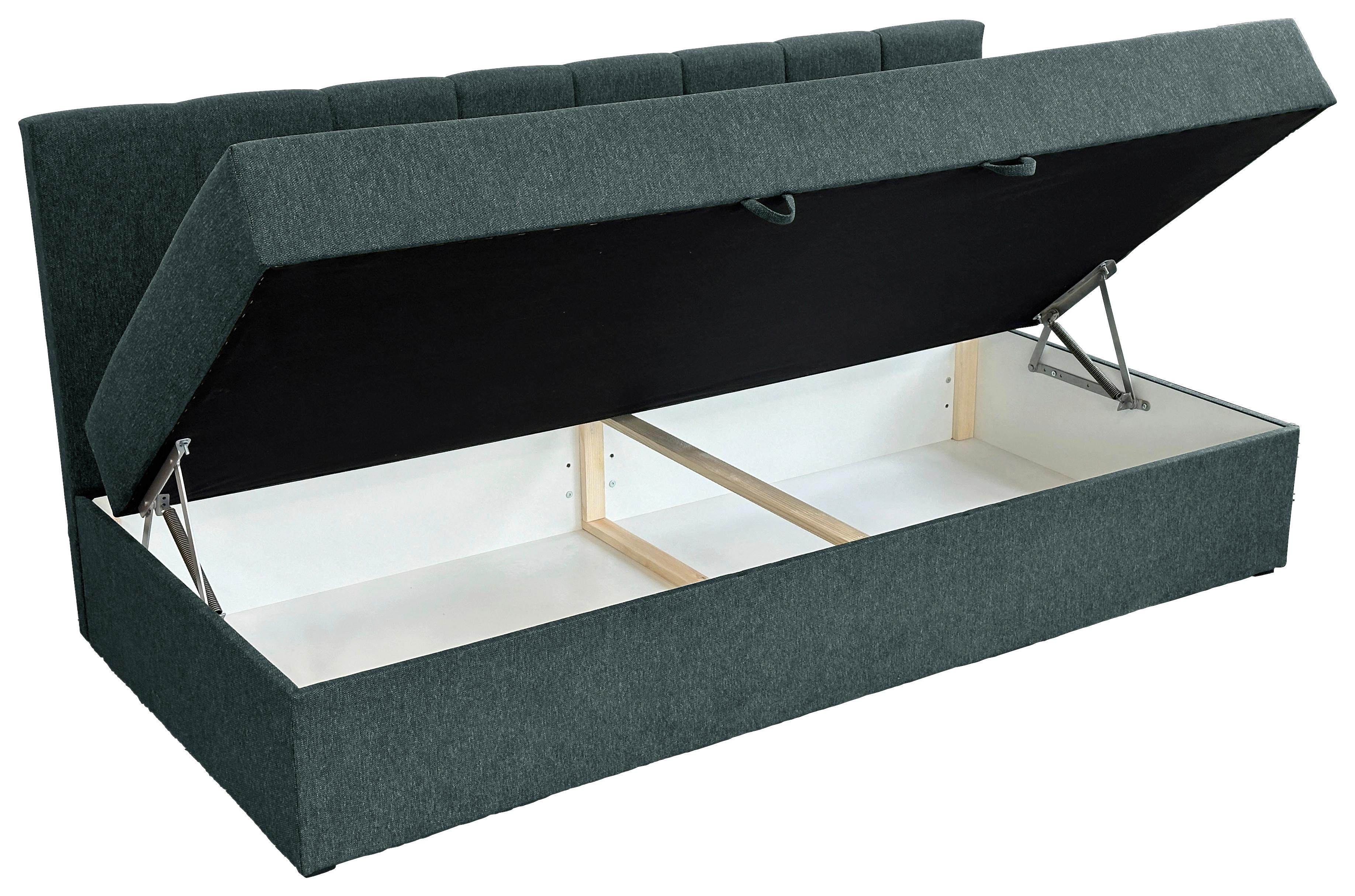 Boxbett Mit Bettkasten Moritz 90x200 Cm Blau - Blau/Schwarz, Basics, Holzwerkstoff/Textil (90/200cm) - P & B