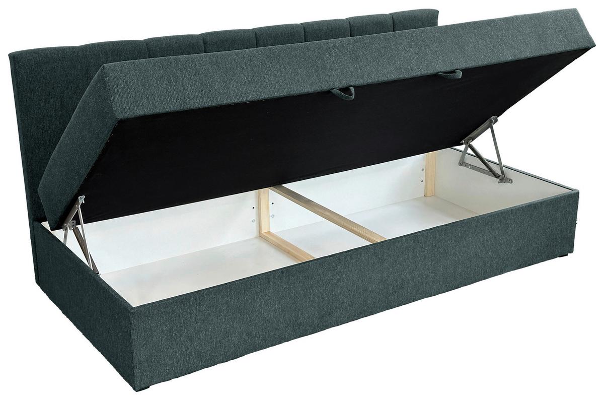 Boxbett Mit Bettkasten Moritz 90x200 Cm Blau - Blau/Schwarz, Basics, Holzwerkstoff/Textil (90/200cm) - P & B