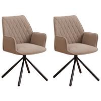Armlehnstuhl Reims Taupe Gepolstert 2er-Set - Taupe/Schwarz, Design, Textil/Metall (56/97/52,5cm) - MID.YOU