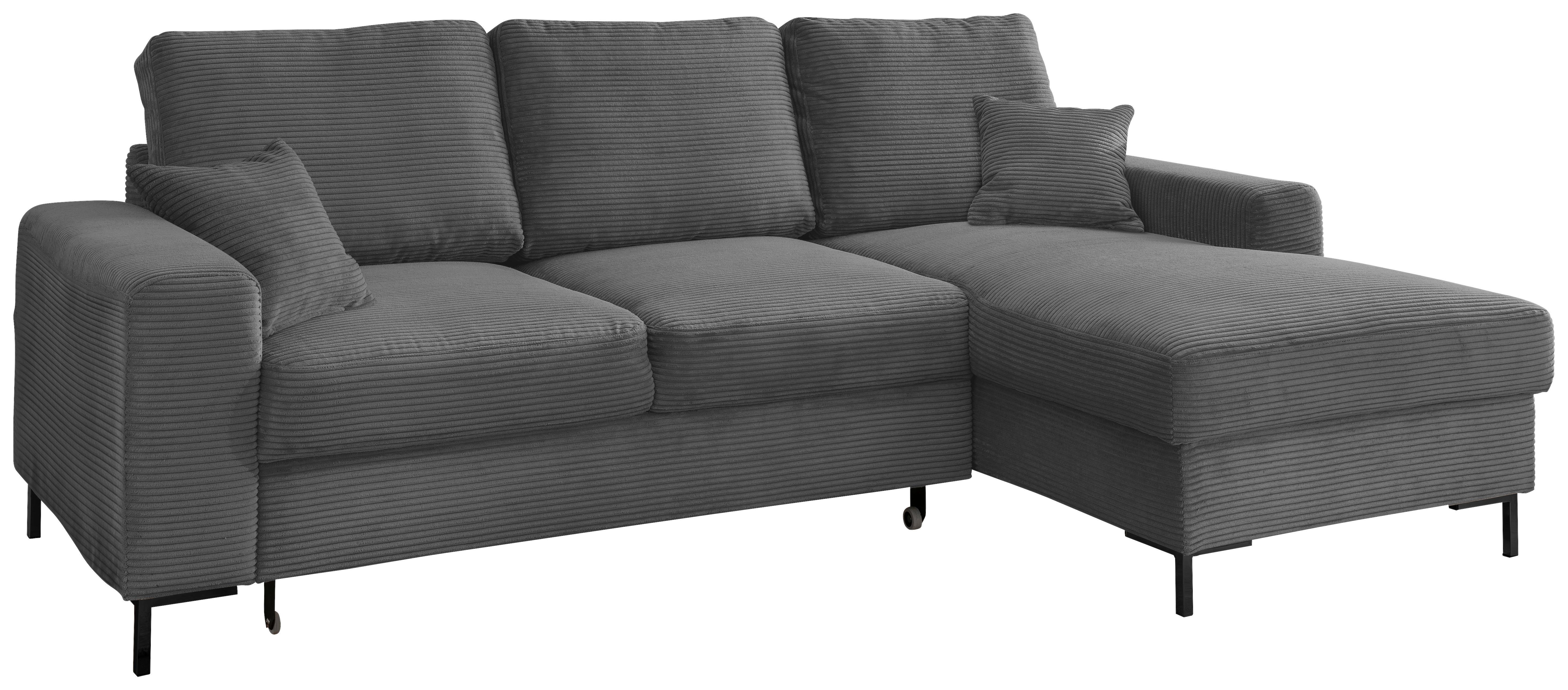 Eckschlafsofa Zona Grau S: 237x143 Cm - Schwarz/Grau, KONVENTIONELL, Textil (237/143cm) - Livetastic