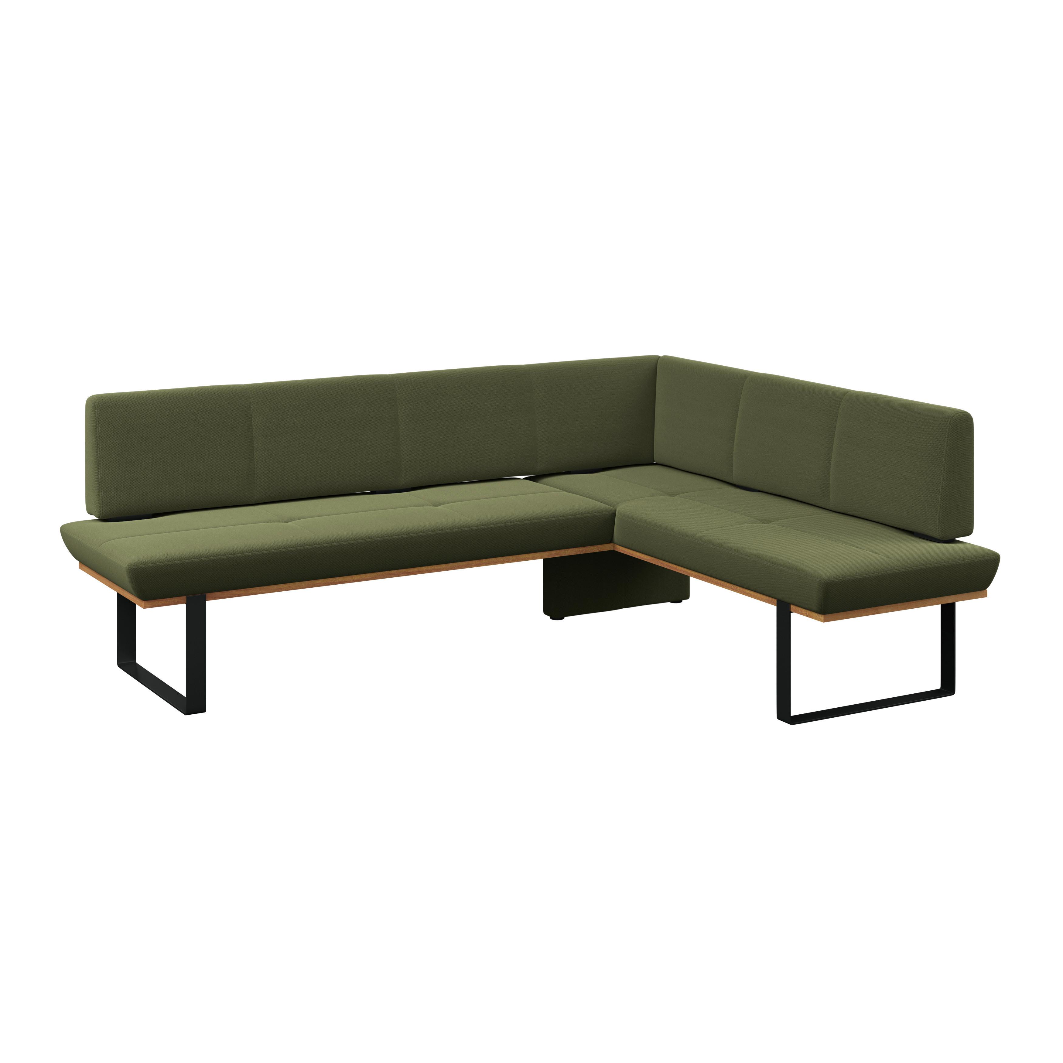 Eckbank Tristan Webstoff grün, S:225x175cm - Schwarz/Grün, MODERN, Holz/Textil (225/175cm) - James Wood