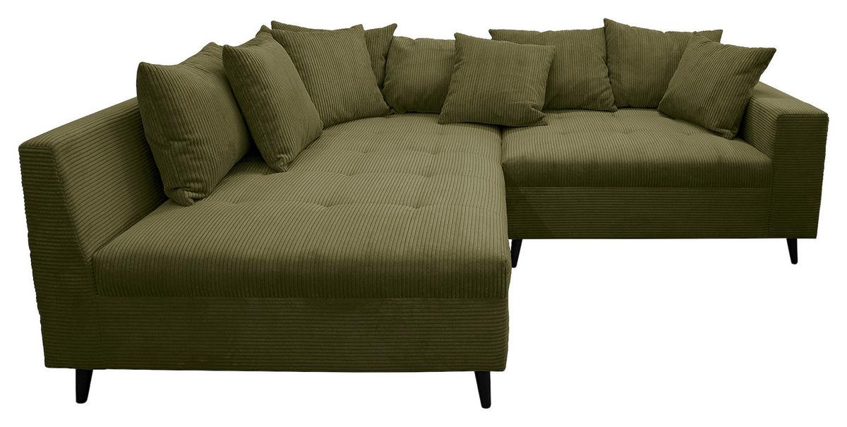 Ecksofa Pruno Olivgrün S: 174x247 cm - Schwarz/Olivgrün, Design, Textil (174/247cm) - MID.YOU