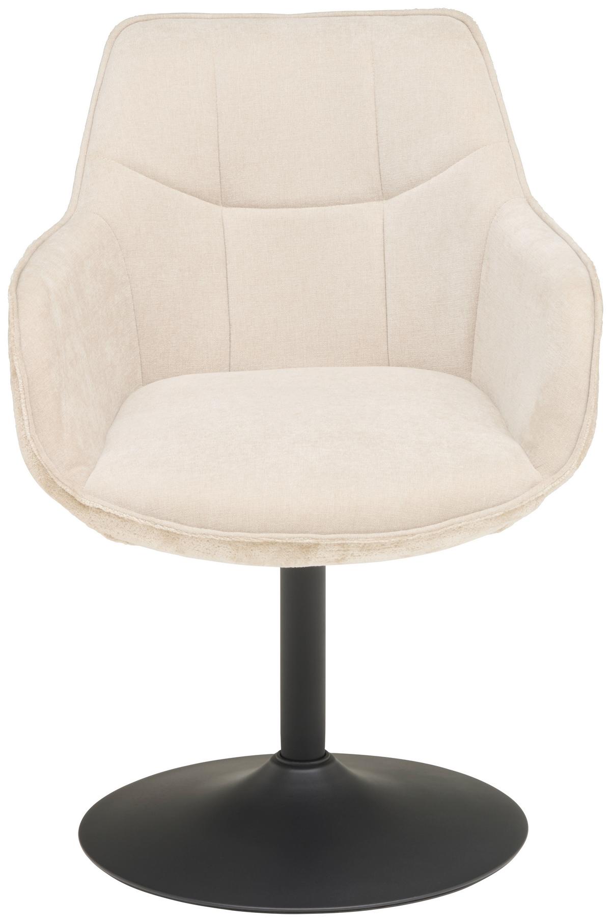 Armlehnstuhl Kaleo Chenille Beige, B: 63 Cm - Beige/Schwarz, KONVENTIONELL, Textil/Metall (63/87/64cm) - MID.YOU