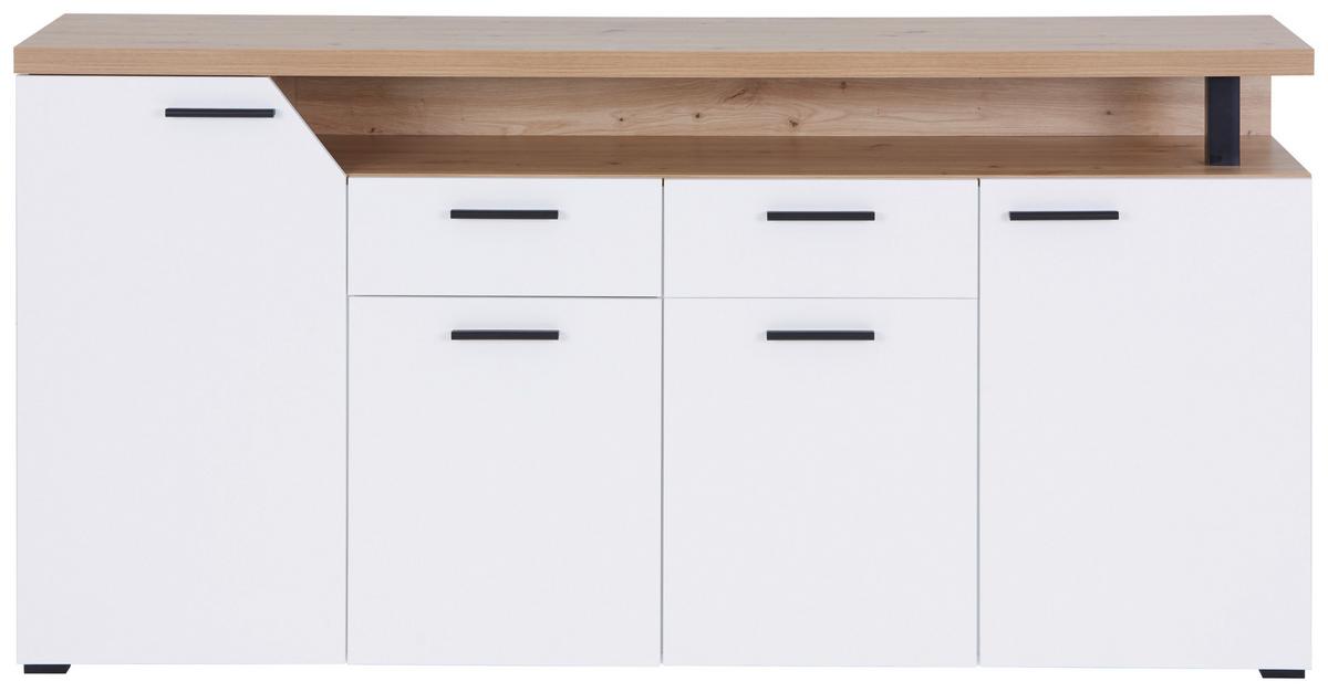 KOMODA NICO - bílá/černá, Moderní, kompozitní dřevo/plast (180,5/91,6/40cm)