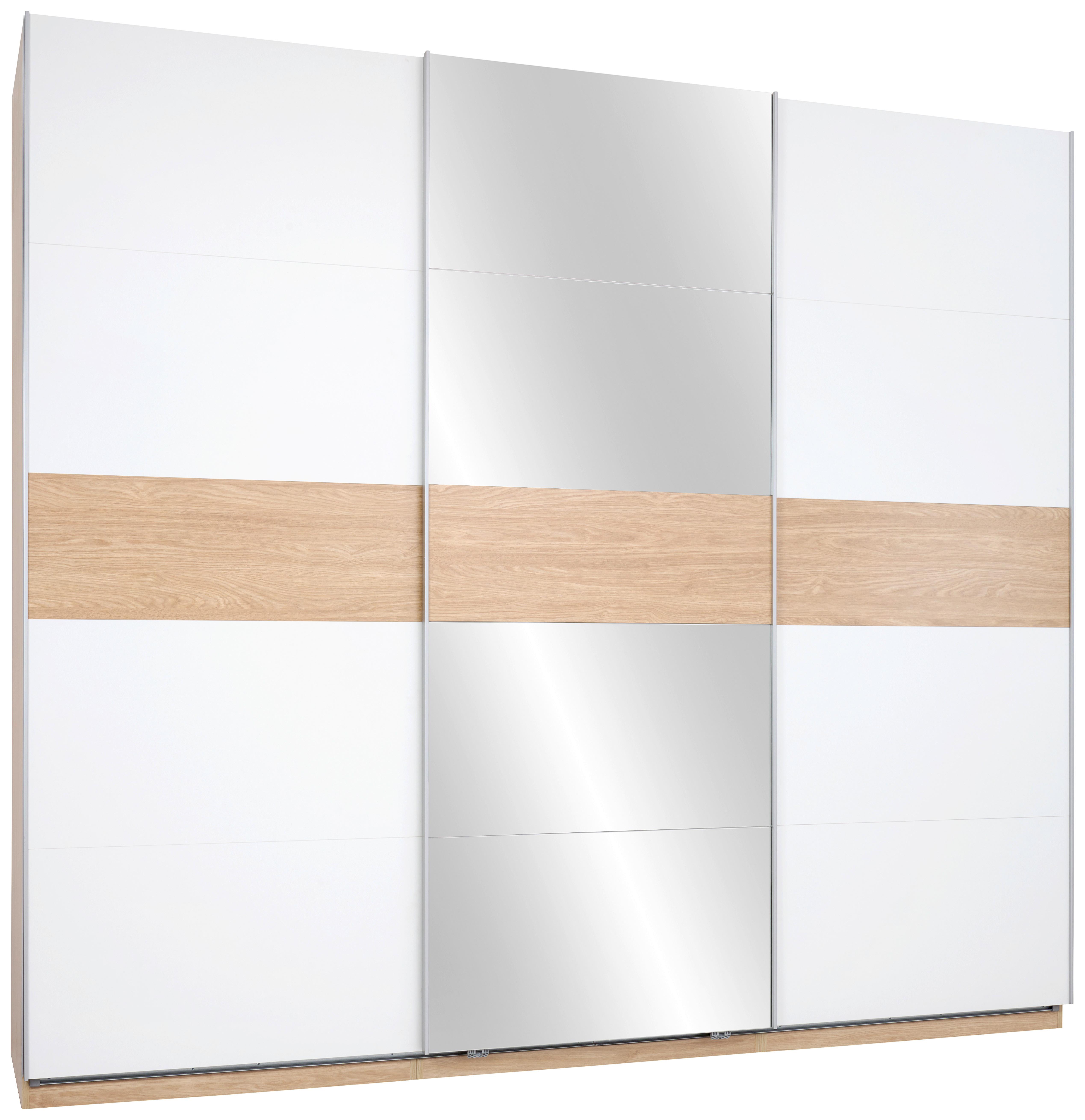 Schwebetürenschrank Mit Spiegel 273cm Unit, Weiß/Eiche
