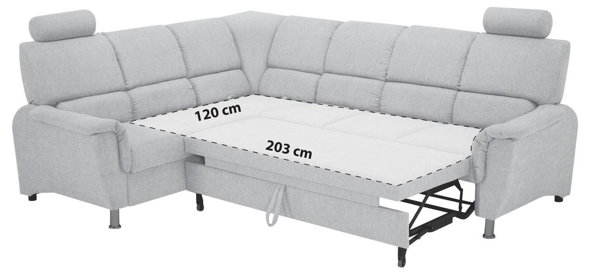 Ecksofa Marsylia Blaugrau S: 216x270 cm - Silberfarben/Blaugrau, Design, Holz/Textil (216/270cm) - Livetastic