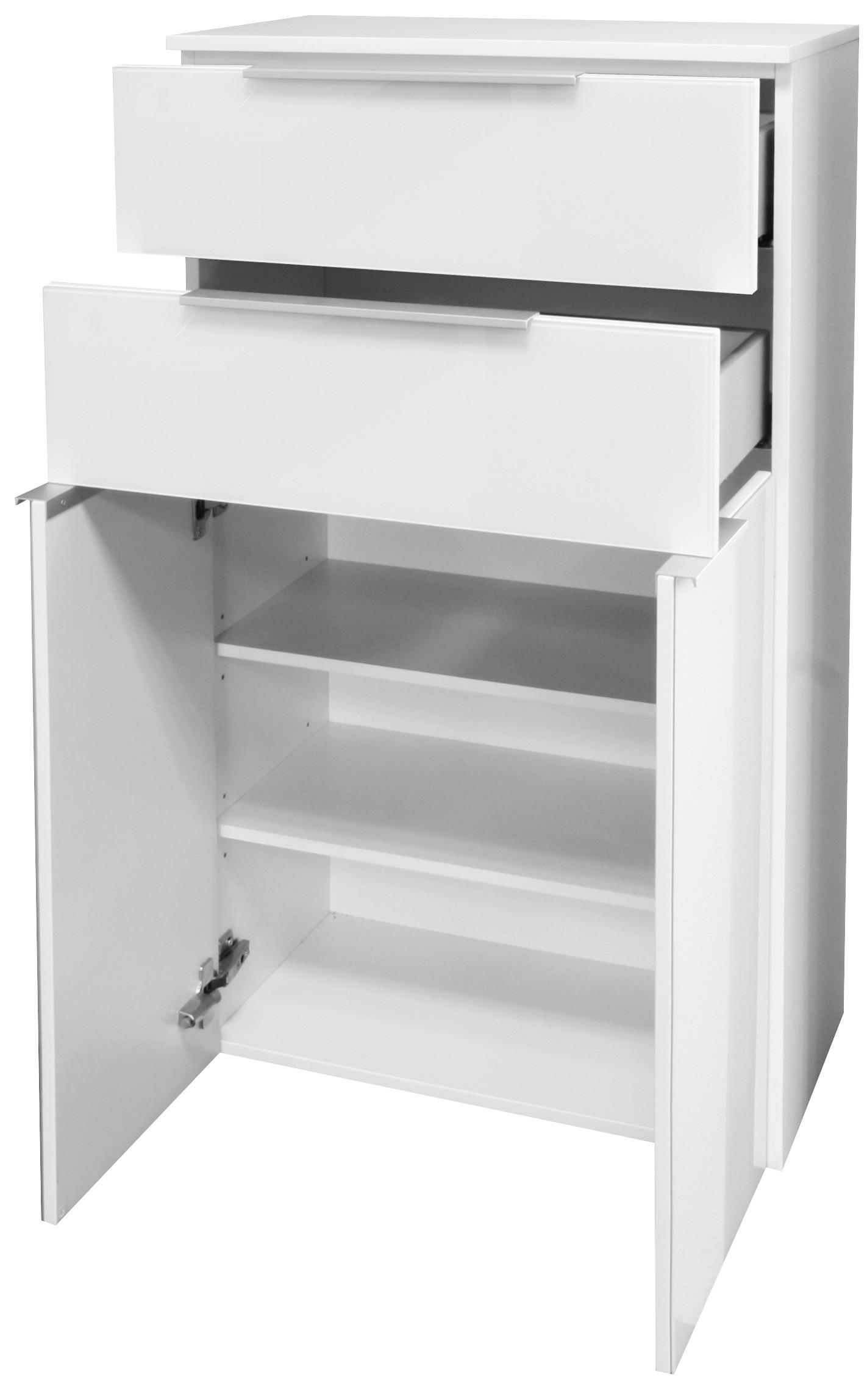 Midischrank Mit Soft-Close Kara White B: 61cm, Weiß - Weiß, MODERN, Glas/Holzwerkstoff (61/106,5/32cm) - MID.YOU