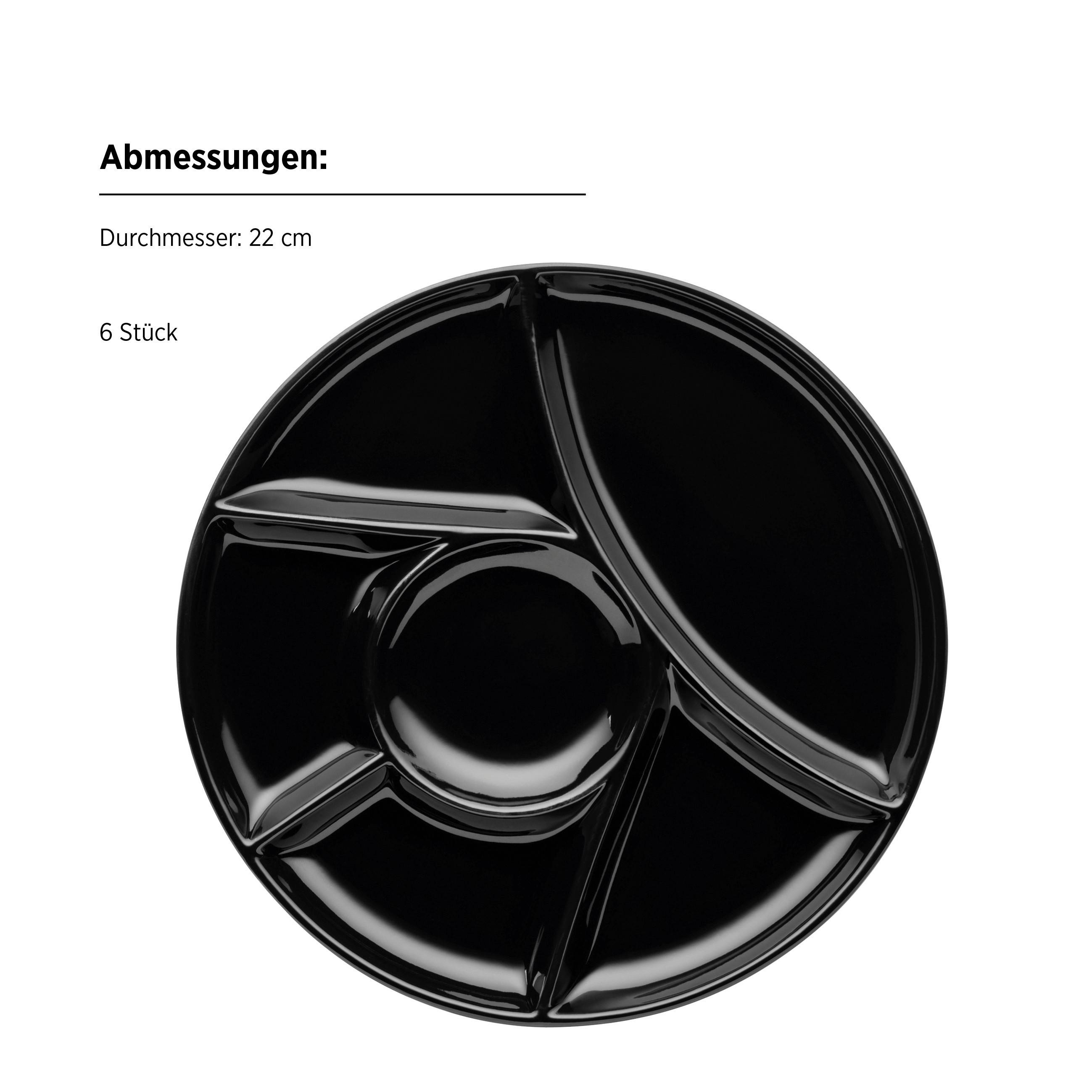 Tellerset Schwarz, 6-Teilig - Schwarz, Trend, Keramik (22cm) - Mäser